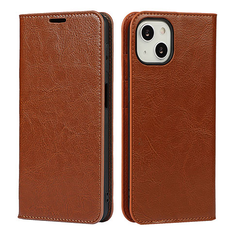 Coque Portefeuille Livre Cuir Etui Clapet L17 pour Apple iPhone 15 Brun Clair