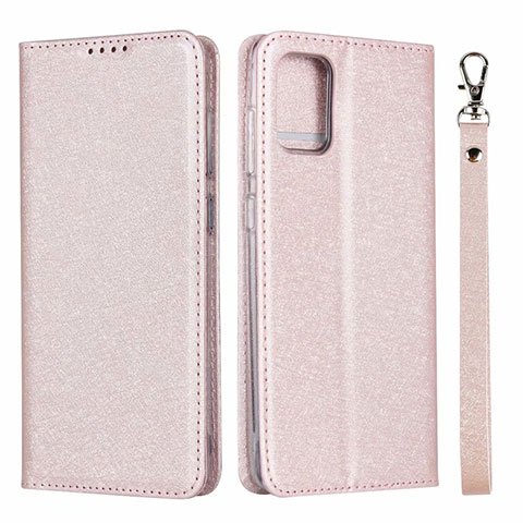 Coque Portefeuille Livre Cuir Etui Clapet L18 pour Samsung Galaxy A51 5G Or Rose