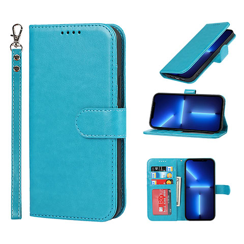 Coque Portefeuille Livre Cuir Etui Clapet L19 pour Apple iPhone 13 Pro Bleu Ciel