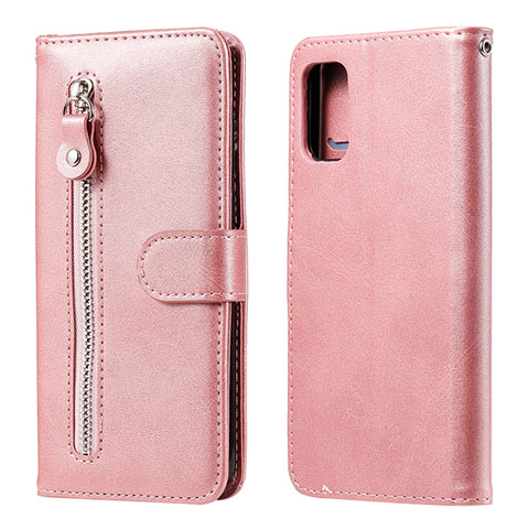 Coque Portefeuille Livre Cuir Etui Clapet L20 pour Samsung Galaxy A41 Or Rose