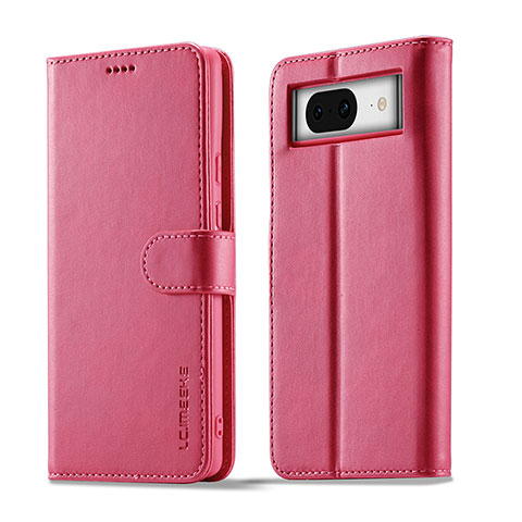 Coque Portefeuille Livre Cuir Etui Clapet LC1 pour Google Pixel 7a 5G Rose Rouge