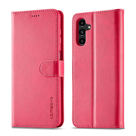 Coque Portefeuille Livre Cuir Etui Clapet LC1 pour Samsung Galaxy A14 4G Rose Rouge