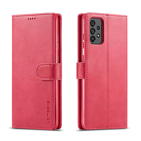 Coque Portefeuille Livre Cuir Etui Clapet LC1 pour Samsung Galaxy A73 5G Rose Rouge