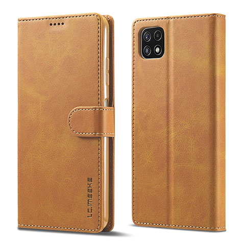 Coque Portefeuille Livre Cuir Etui Clapet LC1 pour Samsung Galaxy F42 5G Brun Clair