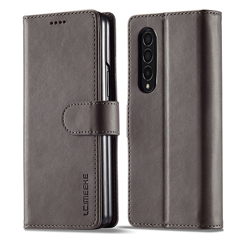 Coque Portefeuille Livre Cuir Etui Clapet LC1 pour Samsung Galaxy Z Fold3 5G Gris