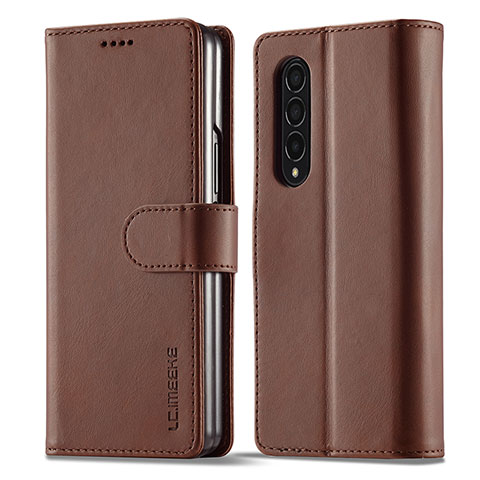 Coque Portefeuille Livre Cuir Etui Clapet LC1 pour Samsung Galaxy Z Fold3 5G Marron