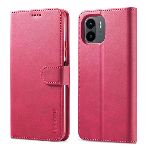 Coque Portefeuille Livre Cuir Etui Clapet LC1 pour Xiaomi Poco C51 Rose Rouge