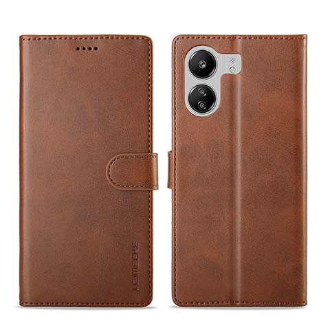 Coque Portefeuille Livre Cuir Etui Clapet LC1 pour Xiaomi Poco C65 Marron