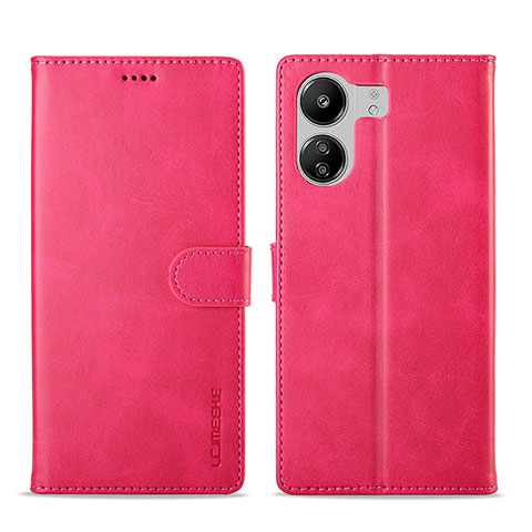 Coque Portefeuille Livre Cuir Etui Clapet LC1 pour Xiaomi Poco C65 Rose Rouge