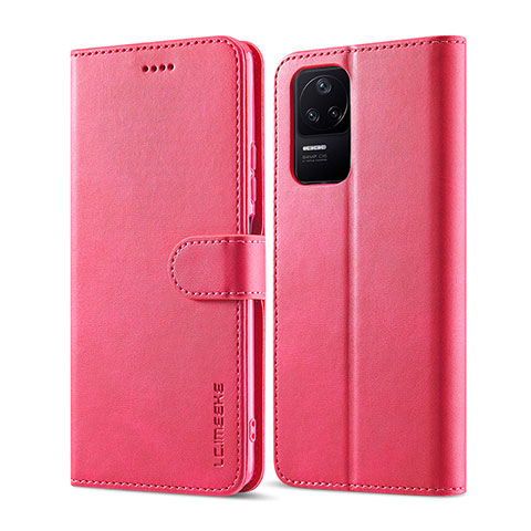 Coque Portefeuille Livre Cuir Etui Clapet LC1 pour Xiaomi Poco F4 5G Rose Rouge