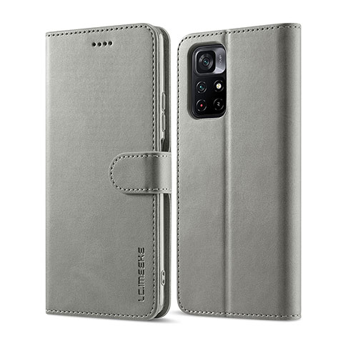 Coque Portefeuille Livre Cuir Etui Clapet LC1 pour Xiaomi Poco M4 Pro 5G Gris