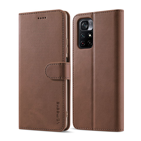 Coque Portefeuille Livre Cuir Etui Clapet LC1 pour Xiaomi Poco M4 Pro 5G Marron