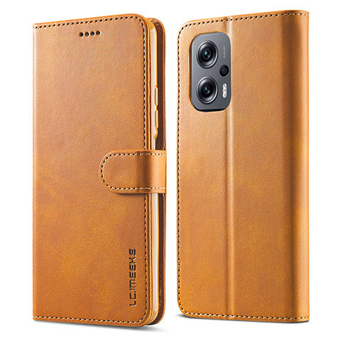 Coque Portefeuille Livre Cuir Etui Clapet LC1 pour Xiaomi Poco X4 GT 5G Brun Clair