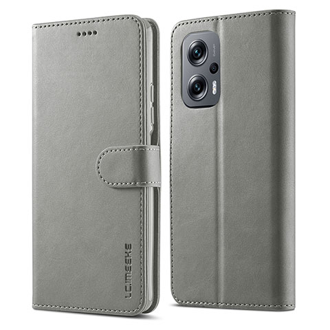 Coque Portefeuille Livre Cuir Etui Clapet LC1 pour Xiaomi Poco X4 GT 5G Gris