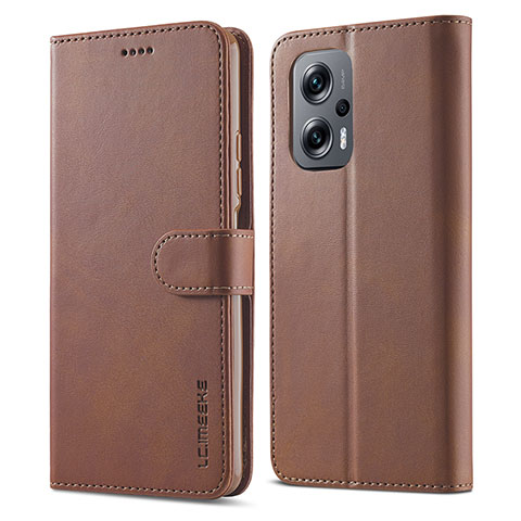 Coque Portefeuille Livre Cuir Etui Clapet LC1 pour Xiaomi Poco X4 GT 5G Marron