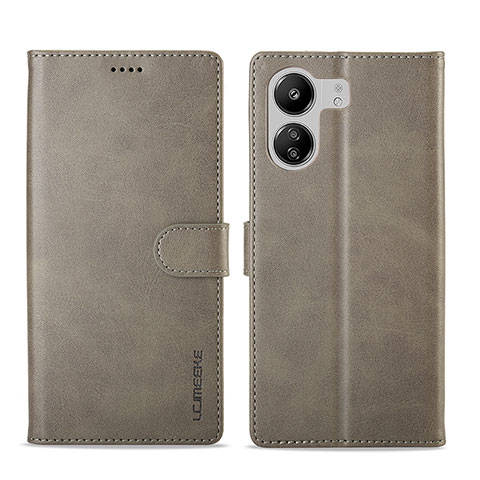 Coque Portefeuille Livre Cuir Etui Clapet LC1 pour Xiaomi Redmi 13C Gris