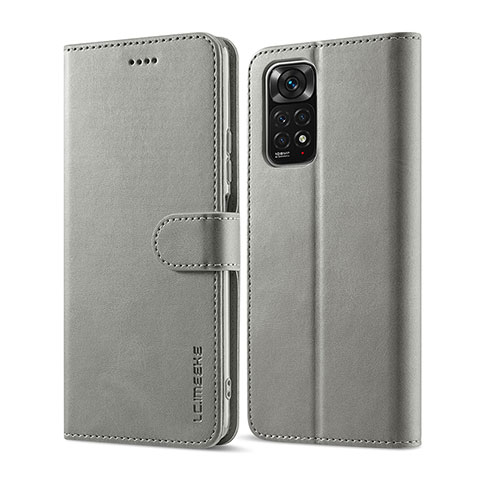 Coque Portefeuille Livre Cuir Etui Clapet LC1 pour Xiaomi Redmi Note 11 Pro 4G Gris