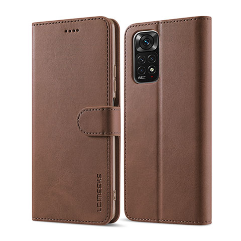 Coque Portefeuille Livre Cuir Etui Clapet LC1 pour Xiaomi Redmi Note 11 Pro 4G Marron