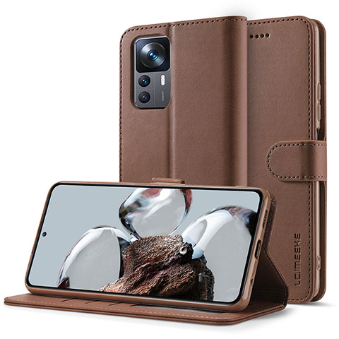 Coque Portefeuille Livre Cuir Etui Clapet LC2 pour Xiaomi Mi 12T Pro 5G Marron