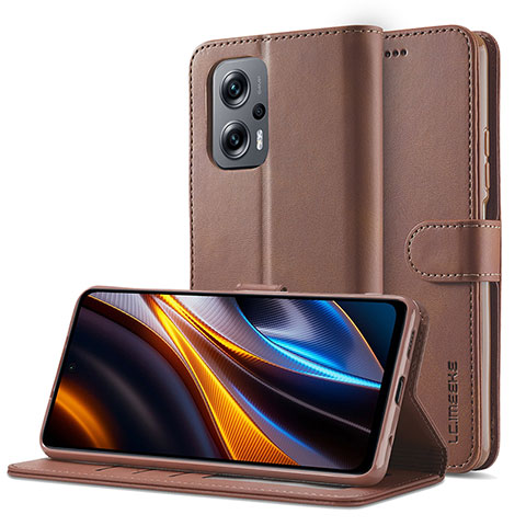 Coque Portefeuille Livre Cuir Etui Clapet LC2 pour Xiaomi Poco X4 GT 5G Marron