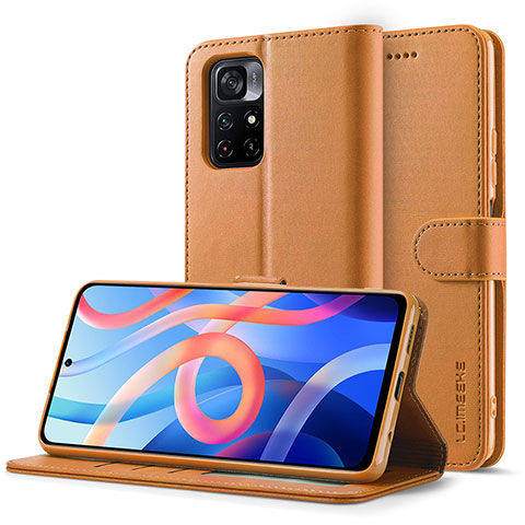 Coque Portefeuille Livre Cuir Etui Clapet LC2 pour Xiaomi Redmi Note 11 5G Brun Clair