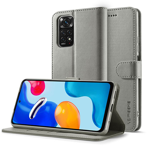 Coque Portefeuille Livre Cuir Etui Clapet LC2 pour Xiaomi Redmi Note 11 Pro 4G Gris