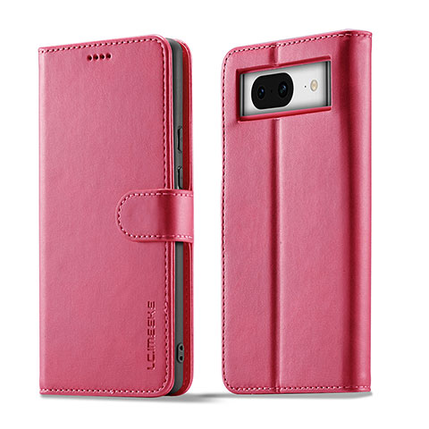 Coque Portefeuille Livre Cuir Etui Clapet LC4 pour Google Pixel 8a 5G Rose Rouge