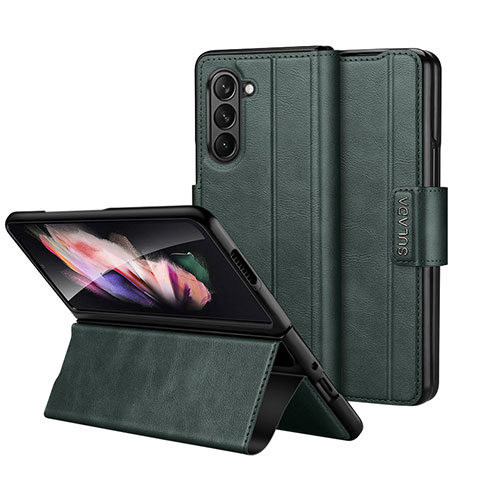 Coque Portefeuille Livre Cuir Etui Clapet LD1 pour Samsung Galaxy Z Fold5 5G Vert