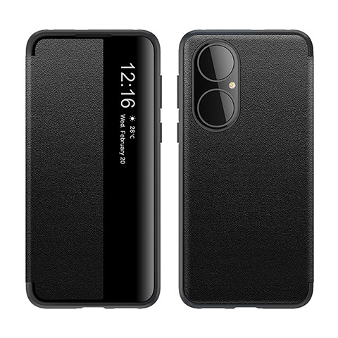 Coque Portefeuille Livre Cuir Etui Clapet LF1 pour Huawei P50e Noir