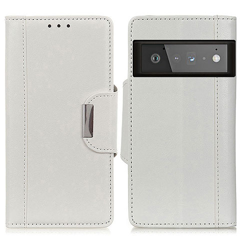 Coque Portefeuille Livre Cuir Etui Clapet M01L pour Google Pixel 6 Pro 5G Blanc