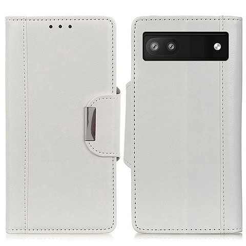 Coque Portefeuille Livre Cuir Etui Clapet M01L pour Google Pixel 7a 5G Blanc