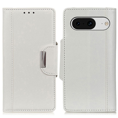 Coque Portefeuille Livre Cuir Etui Clapet M01L pour Google Pixel 8 5G Blanc