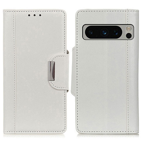 Coque Portefeuille Livre Cuir Etui Clapet M01L pour Google Pixel 8 Pro 5G Blanc