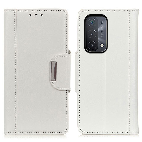 Coque Portefeuille Livre Cuir Etui Clapet M01L pour Oppo A54 5G Blanc