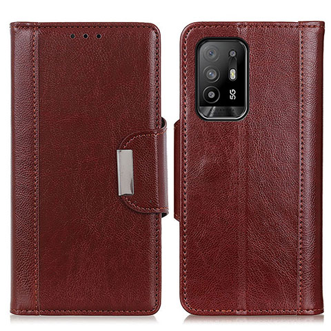 Coque Portefeuille Livre Cuir Etui Clapet M01L pour Oppo F19 Pro+ Plus 5G Marron