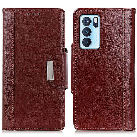 Coque Portefeuille Livre Cuir Etui Clapet M01L pour Oppo Reno6 Pro 5G India Marron