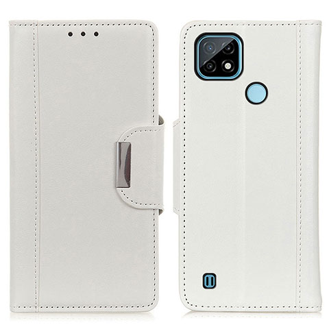 Coque Portefeuille Livre Cuir Etui Clapet M01L pour Realme C21 Blanc