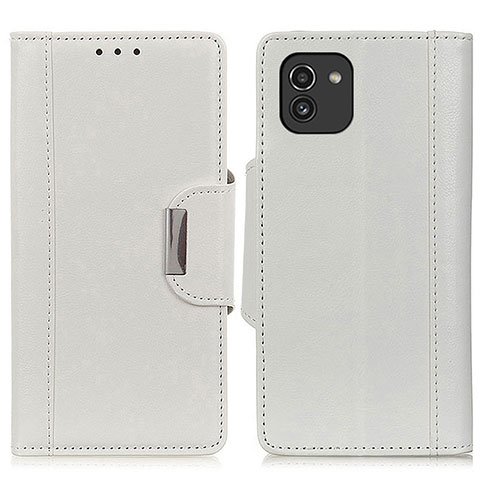 Coque Portefeuille Livre Cuir Etui Clapet M01L pour Samsung Galaxy A03 Blanc