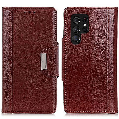 Coque Portefeuille Livre Cuir Etui Clapet M01L pour Samsung Galaxy S22 Ultra 5G Marron