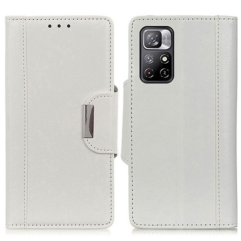 Coque Portefeuille Livre Cuir Etui Clapet M01L pour Xiaomi Redmi Note 11 5G Blanc