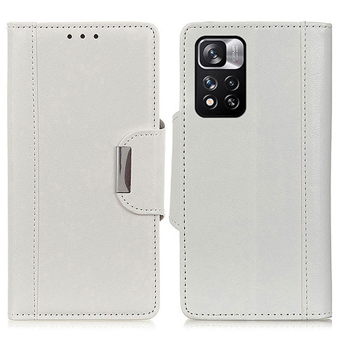 Coque Portefeuille Livre Cuir Etui Clapet M01L pour Xiaomi Redmi Note 11 Pro+ Plus 5G Blanc