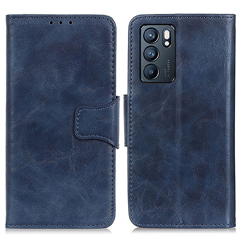 Coque Portefeuille Livre Cuir Etui Clapet M02L pour Oppo Reno6 5G Bleu