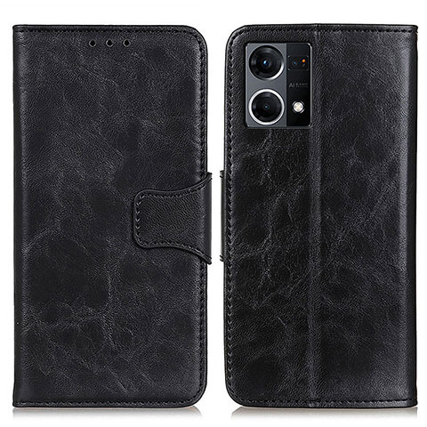 Coque Portefeuille Livre Cuir Etui Clapet M02L pour Oppo Reno8 4G Noir