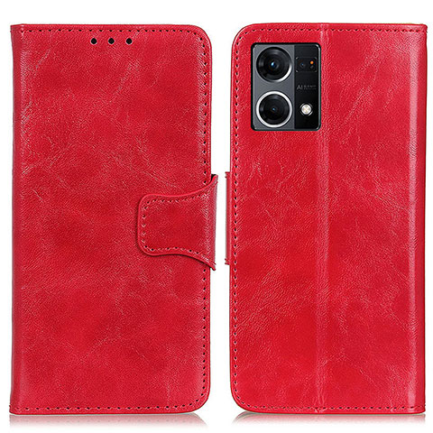 Coque Portefeuille Livre Cuir Etui Clapet M02L pour Oppo Reno8 4G Rouge