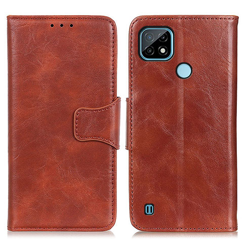 Coque Portefeuille Livre Cuir Etui Clapet M02L pour Realme C21 Marron