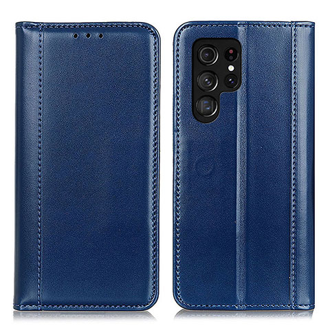 Coque Portefeuille Livre Cuir Etui Clapet M02L pour Samsung Galaxy S23 Ultra 5G Bleu