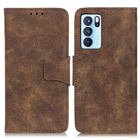 Coque Portefeuille Livre Cuir Etui Clapet M03L pour Oppo Reno6 Pro 5G India Marron