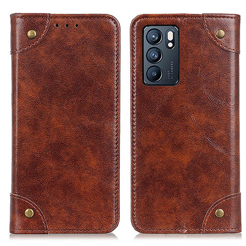 Coque Portefeuille Livre Cuir Etui Clapet M04L pour Oppo Reno6 5G Marron