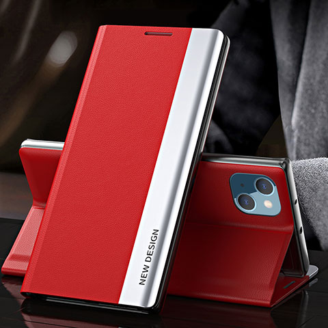 Coque Portefeuille Livre Cuir Etui Clapet M05 pour Apple iPhone 13 Rouge