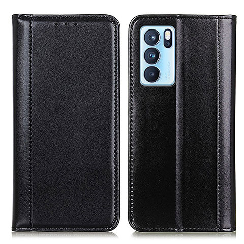 Coque Portefeuille Livre Cuir Etui Clapet M05L pour Oppo Reno6 Pro 5G India Noir